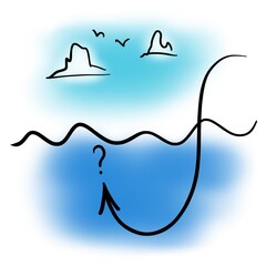 Process of diving and surfacing into the sea