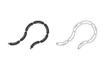 Sausages meat link or wiener dog flat vector icon set