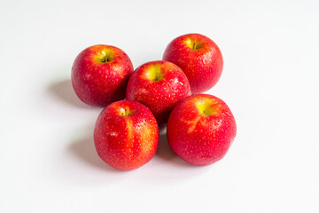Fresh red apple raw fruit isolated on white background. Concept for healthy organic fresh. copy space text