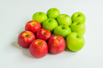 Fresh green and red apple raw fruit isolated on white background. Concept for healthy organic fresh