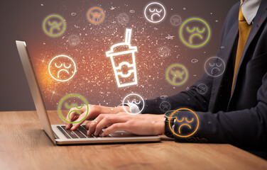 Hand searching for recipes on the internet
