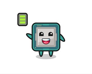 processor mascot character with energetic gesture