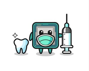Mascot character of processor as a dentist