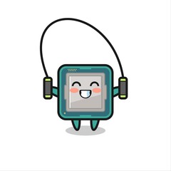 processor character cartoon with skipping rope