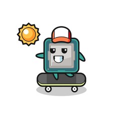 processor character illustration ride a skateboard