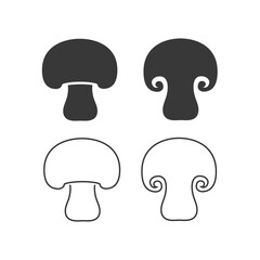 Mushroom vector line icon set. Champignon simple silhouette