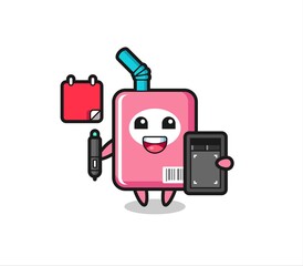 Illustration of milk box mascot as a graphic designer