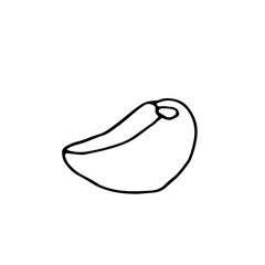 A clove of garlic. Ingredient in a dish. Spicy taste. Vegetable. Vitamins. Eco. Harvest from the garden. Doodle. Vector. Hand-drawn illustration. Silhouette. Black and white outline. Coloring.