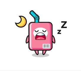 milk box character illustration sleeping at night