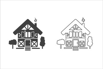 Sweet home. house and tree icon set. Vector illustration