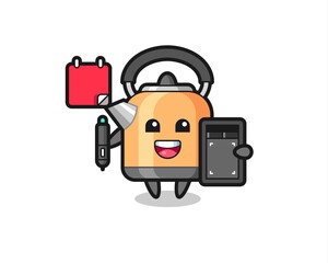 Illustration of kettle mascot as a graphic designer