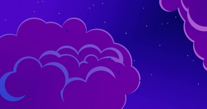 3d render with purple clouds on a night background