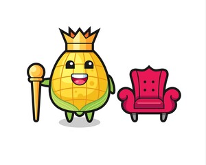 Mascot cartoon of corn as a king