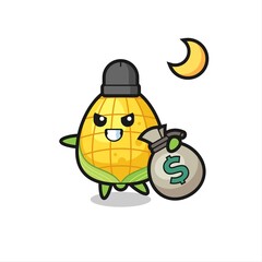 Illustration of corn cartoon is stolen the money