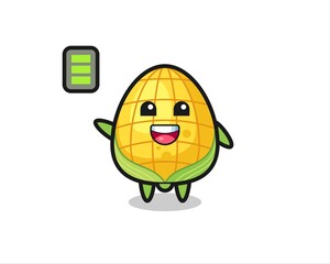 corn mascot character with energetic gesture