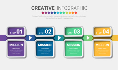 Colorful template business concept timeline arrows. Infographics layout with 4 steps, workflow history with diagram ,presentation and graph.