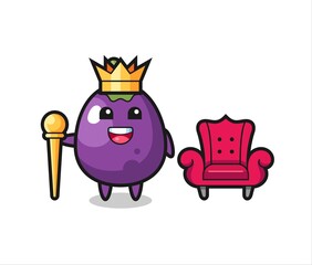 Mascot cartoon of eggplant as a king