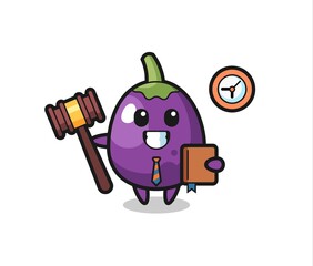 Mascot cartoon of eggplant as a judge