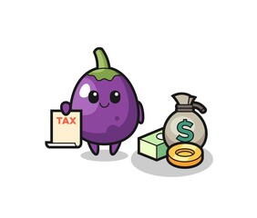 Character cartoon of eggplant as a accountant