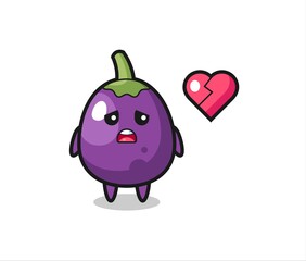 eggplant cartoon illustration is broken heart