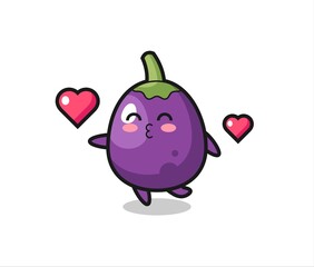 eggplant character cartoon with kissing gesture