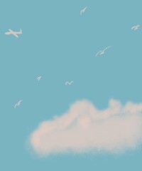 flying birds in the sky , freedom