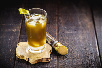 sugarcane juice, called garapa in Brazil, made with sugar cane, served chilled