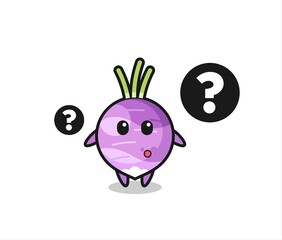 Cartoon Illustration of turnip with the question mark