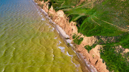 canyon cliffs seashore ocean top view
