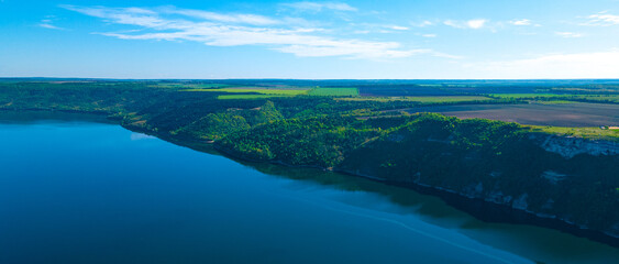 canyon river islands cliff top view