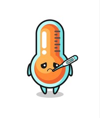 thermometer mascot character with fever condition