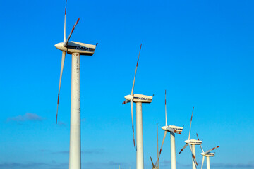 Wind turbines in Gran Canaria on a summer evening - obrazy, fototapety, plakaty