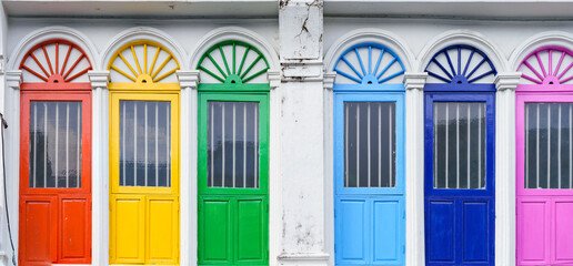 Phuket old town with Building Sino Portuguese architecture at Phuket Old Town area Phuket, Thailand.