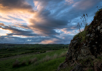 The light of sunset reflects on clouds, Lochwinnoch, Renfrewshire, Scotland, UK