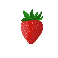 natural red strawberrie whole with green leaves