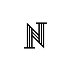 Letter N logo monogram three fine lines creative design, typography design inspiration