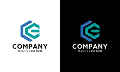 letters ce abstract hexhom logo vector template.	