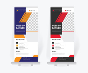 Roll up banner stand design template, modern corporate business x-banner design