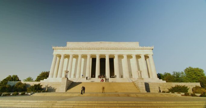 Time Lapse Of The Lincoln Memorial At Sunrise During Winter In Washington DC