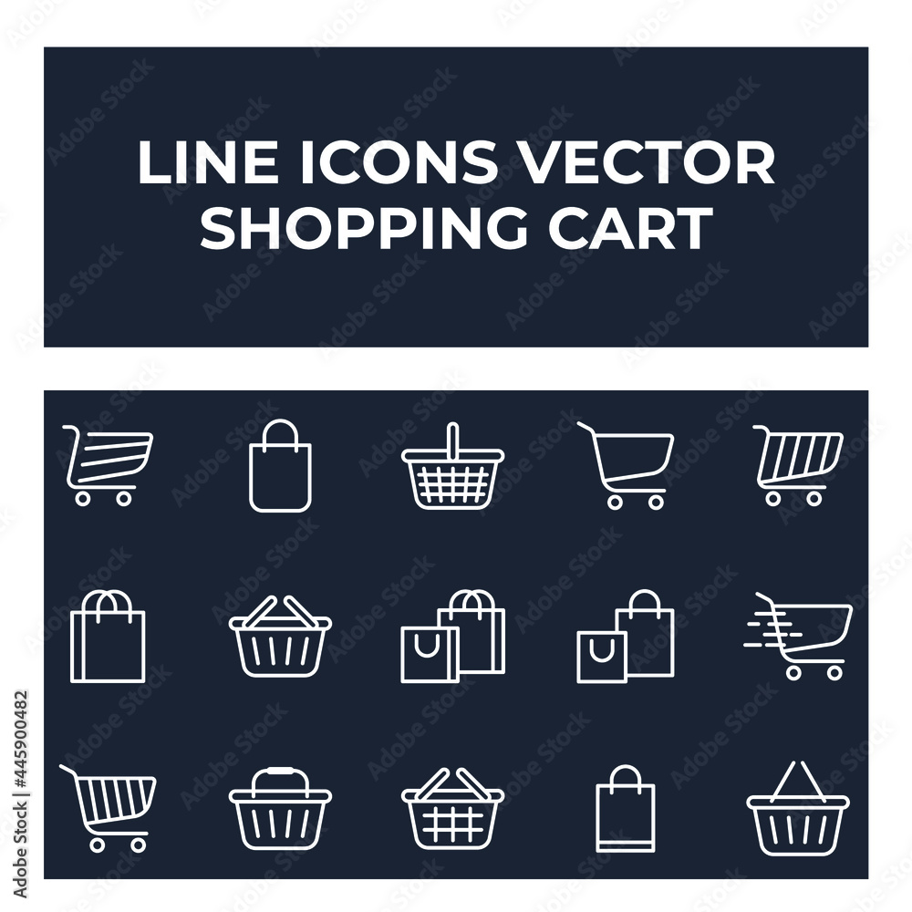 Poster set of shopping cart elements symbol template for graphic and web design collection logo vector illu