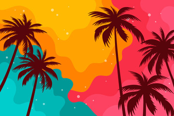 Background Design Palm Silhouettes - obrazy, fototapety, plakaty