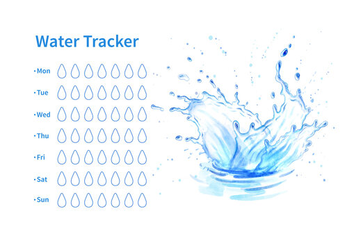 Water tracker with watercolor splash crown