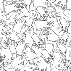 Vector seamless pattern with hand drawn halloween ghost. Doodle illustration.