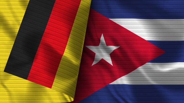 Cuba and Germany Realistic Flag – Fabric Texture 3D Illustration