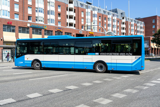 KIEL, GERMANY - JUNE 17, 2021: VKP Verkehrsbetriebe Kreis Pl&ouml;n Iveco Crossway bus