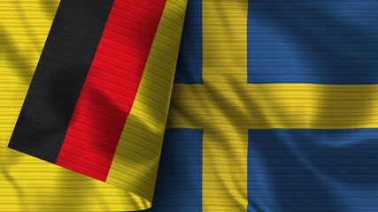 Sweden and Germany Realistic Flag – Fabric Texture 3D Illustration