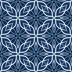 Fototapeta premium Abstract seamless pattern with mosaic motif tile ornamental lace ornament. Texture for print, fabric, textile, wallpaper.