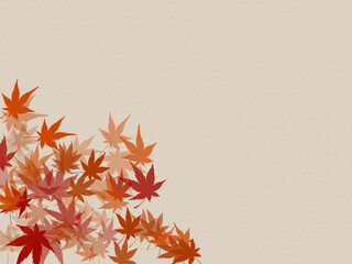 籠目模様と紅葉を使った秋の背景素材