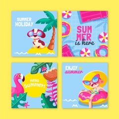 Cartoon Summer Cards Collection