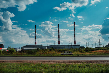 CHP plant in an industrial area. CHP in Naberezhnye Chelny, Tatarstan. 